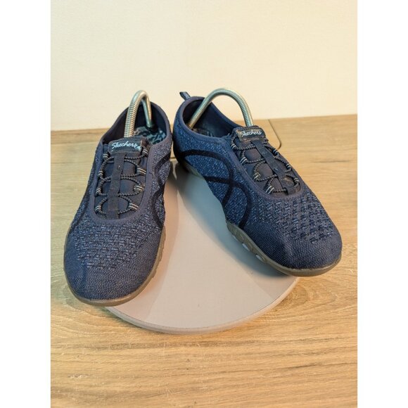 Skechers 11 Navy Air Cooled Memory Foam Slip On Relaxed Fit Sneaker Shoe 23028 - Picture 1 of 11